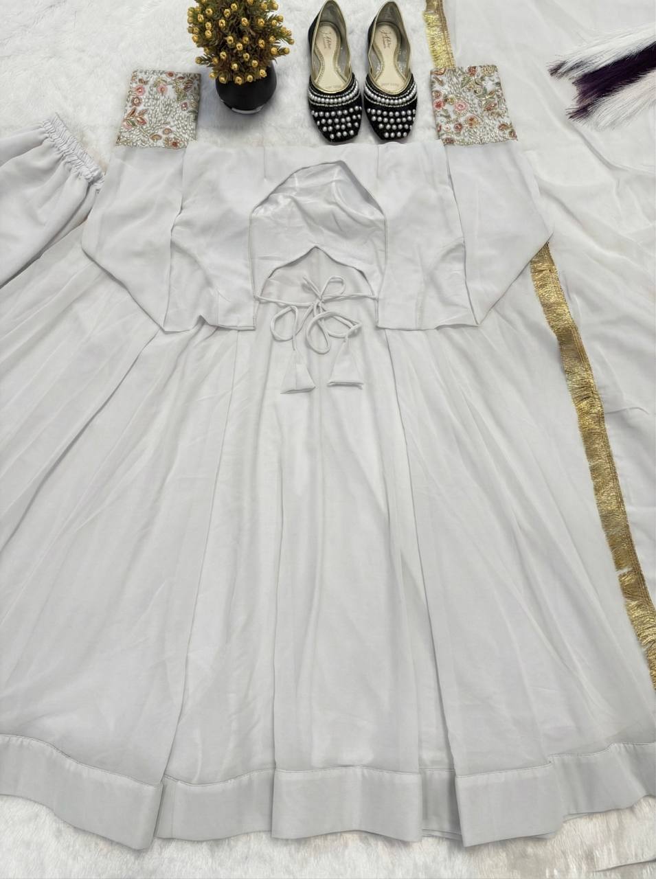 Ethereal Ivory Embroidered Jacket Set
